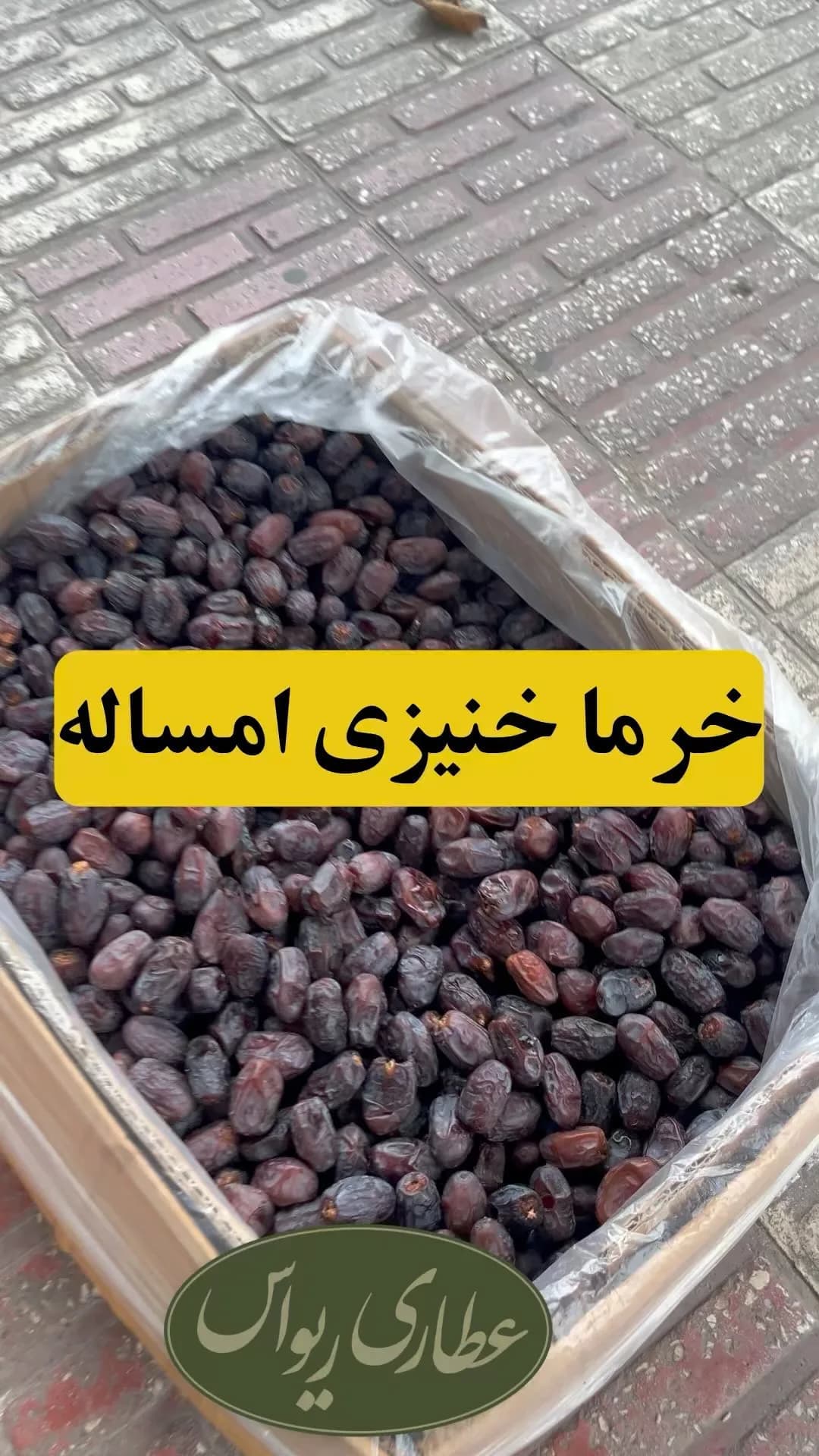 خرما خنیزی امساله، رنگ قهوهای تیره، بیضی شکل