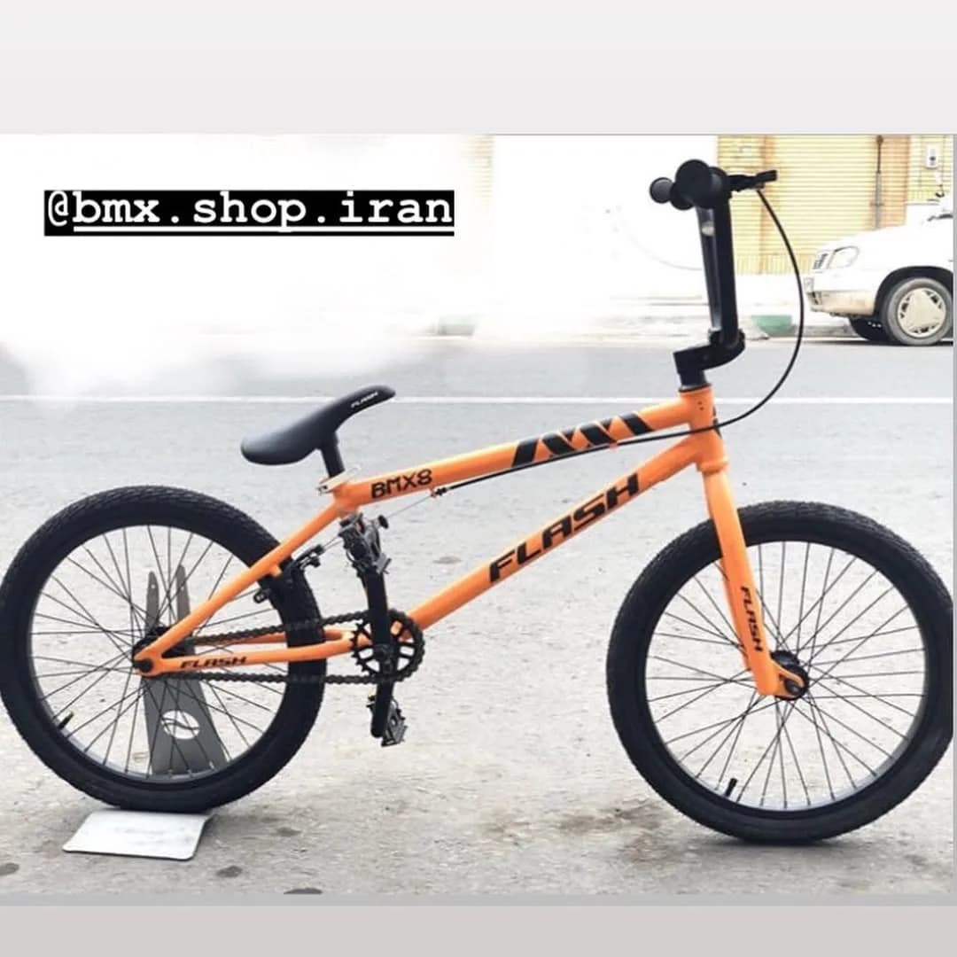 دوچرخه بیامایکس مدل BMX8 فلش، رنگ نارنجی و مشکی، جنس فلز، حرفهای