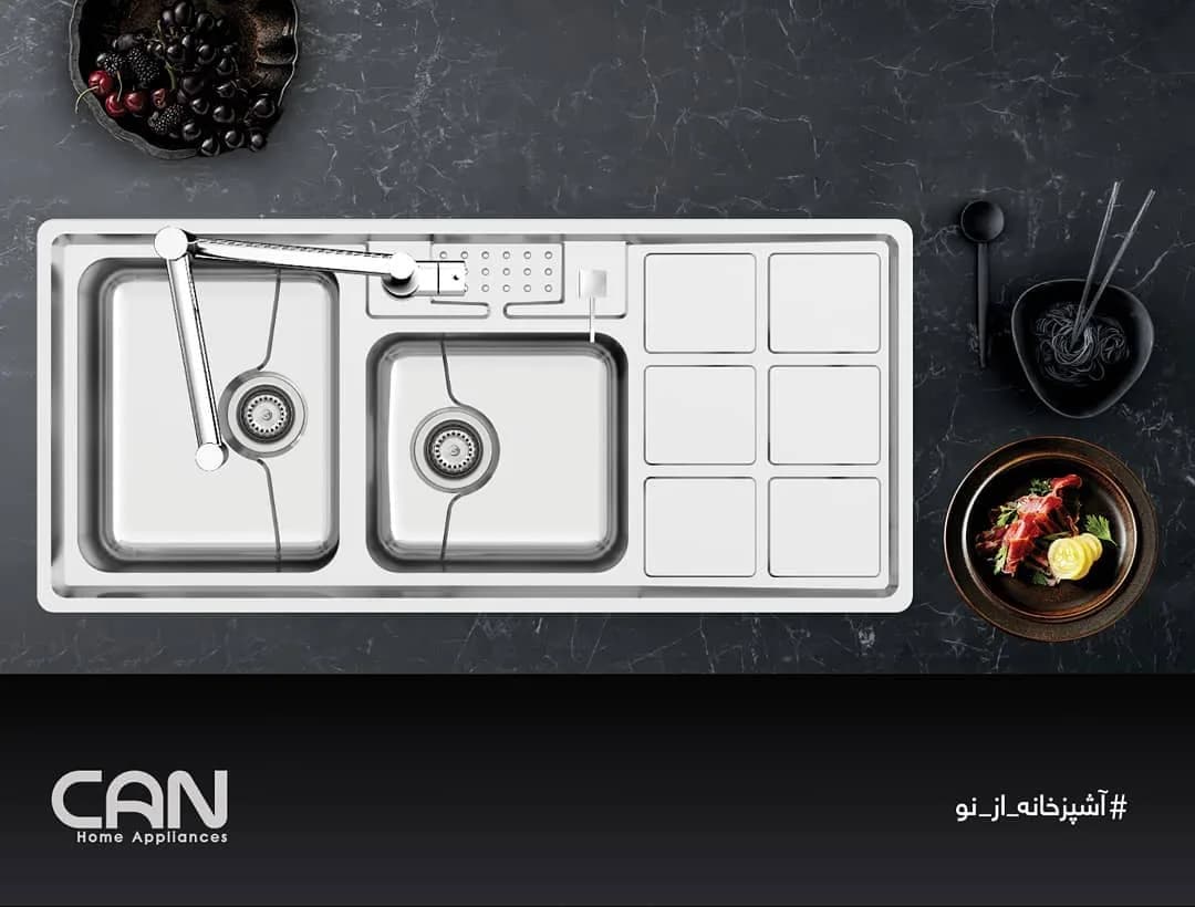 سینک ظرفشویی، رنگ استیل، جنس استیل، توکار مدرن