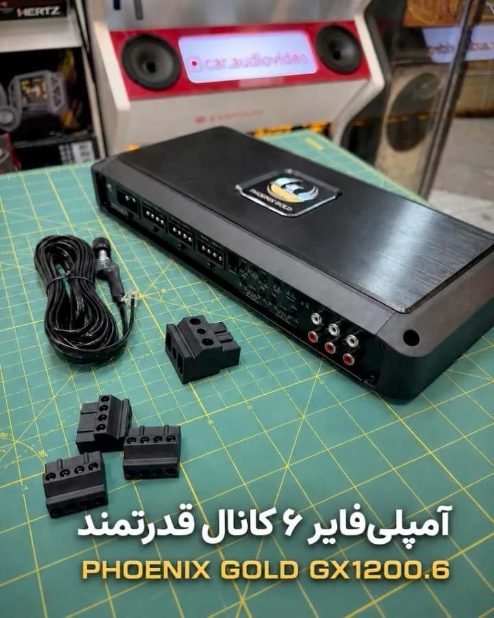 آمپلیفایر ۶ کانال GX1200.6 فونیکس گلد، رنگ مشکی، جنس فلز، مستطیلی