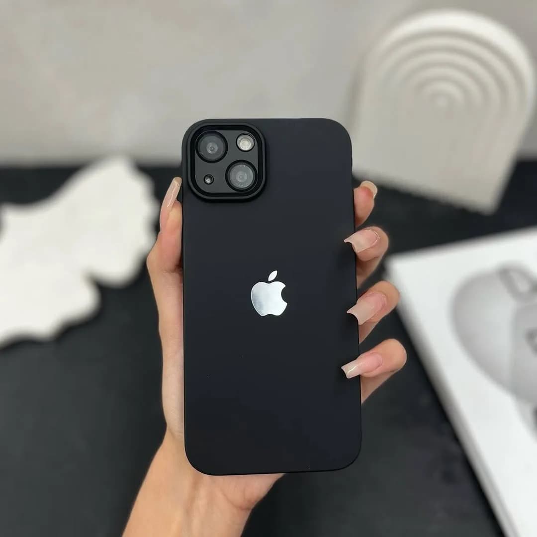 قاب PC با گلس لنز، رنگ مشکی، جنس سیلیکون، مات