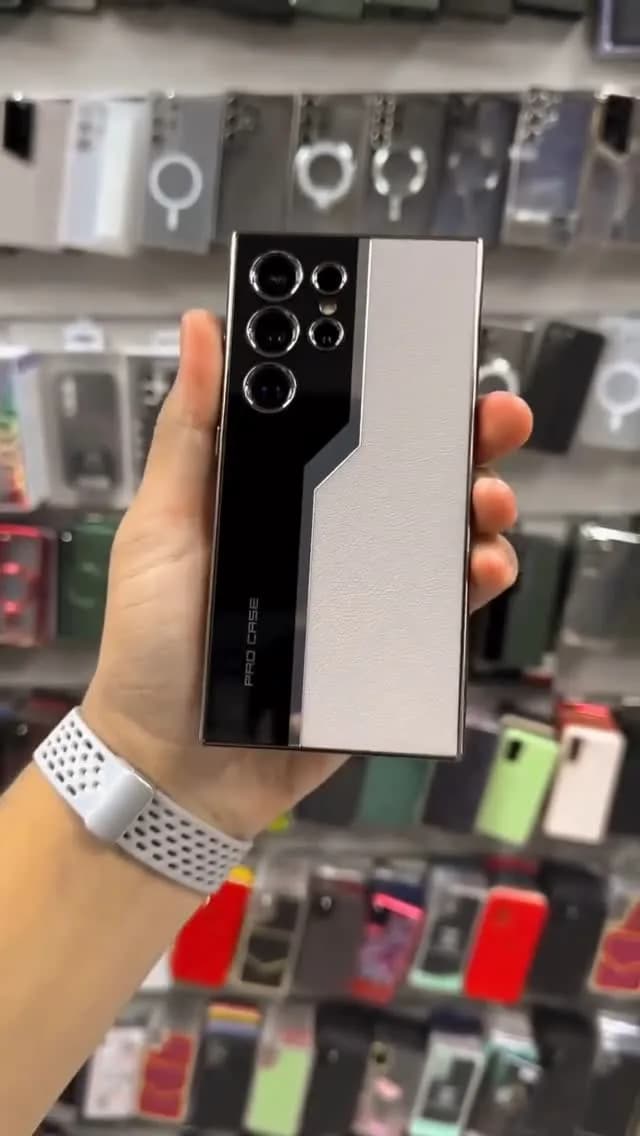 قاب چرمی Pro Case سامسونگ، رنگ مشکی و سفید، جنس پلاستیک، طرح دو رنگ، طرح کلاسیک چرمی