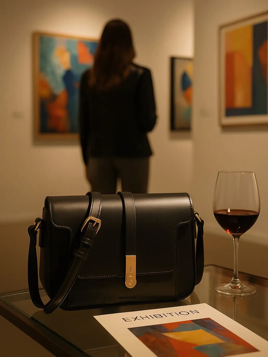 کیف دوشی زنانه چرمانی، رنگ مشکی، مستطیلی