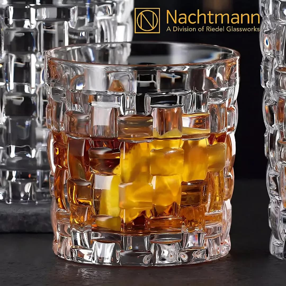 لیوان و نیم لیوان کریستال ناخمن، رنگ شفاف، جنس شیشه، طرح هندسی، استوانهای، دو سایز