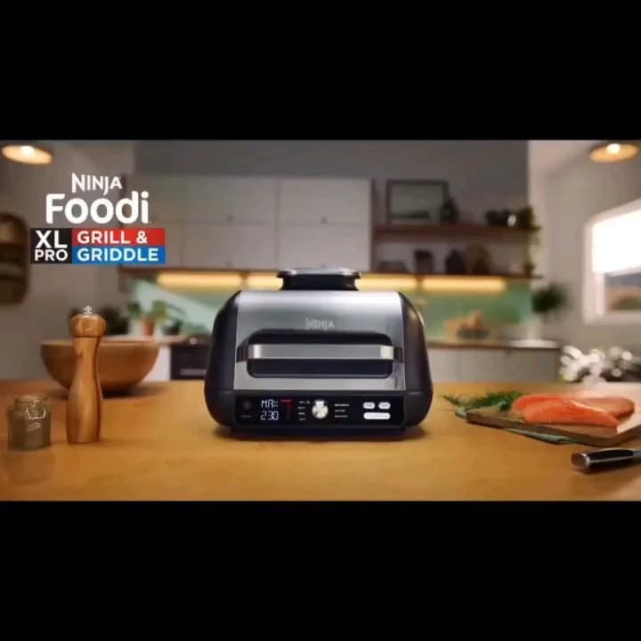 ایرفرایر گریل نینجا فودی MAX، رنگ خاکستری تیره، جنس فلز و پلاستیک، دربدار، دیجیتال