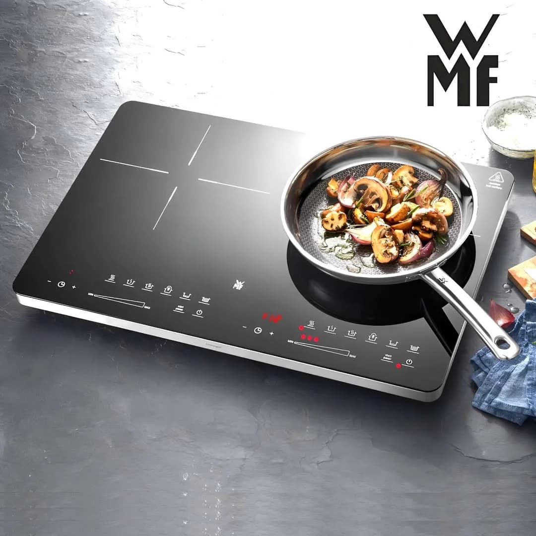 اجاق برقی القایی دو شعله WMF، رنگ مشکی، جنس شیشه و فلز، تک شعله، لمسی