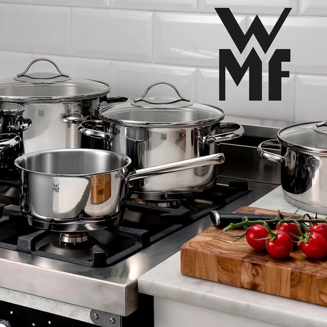 سرویس قابلمه ۹ پارچه دبلیو ام اف WMF، رنگ نقرهای، جنس استیل، ست قابلمه استیل