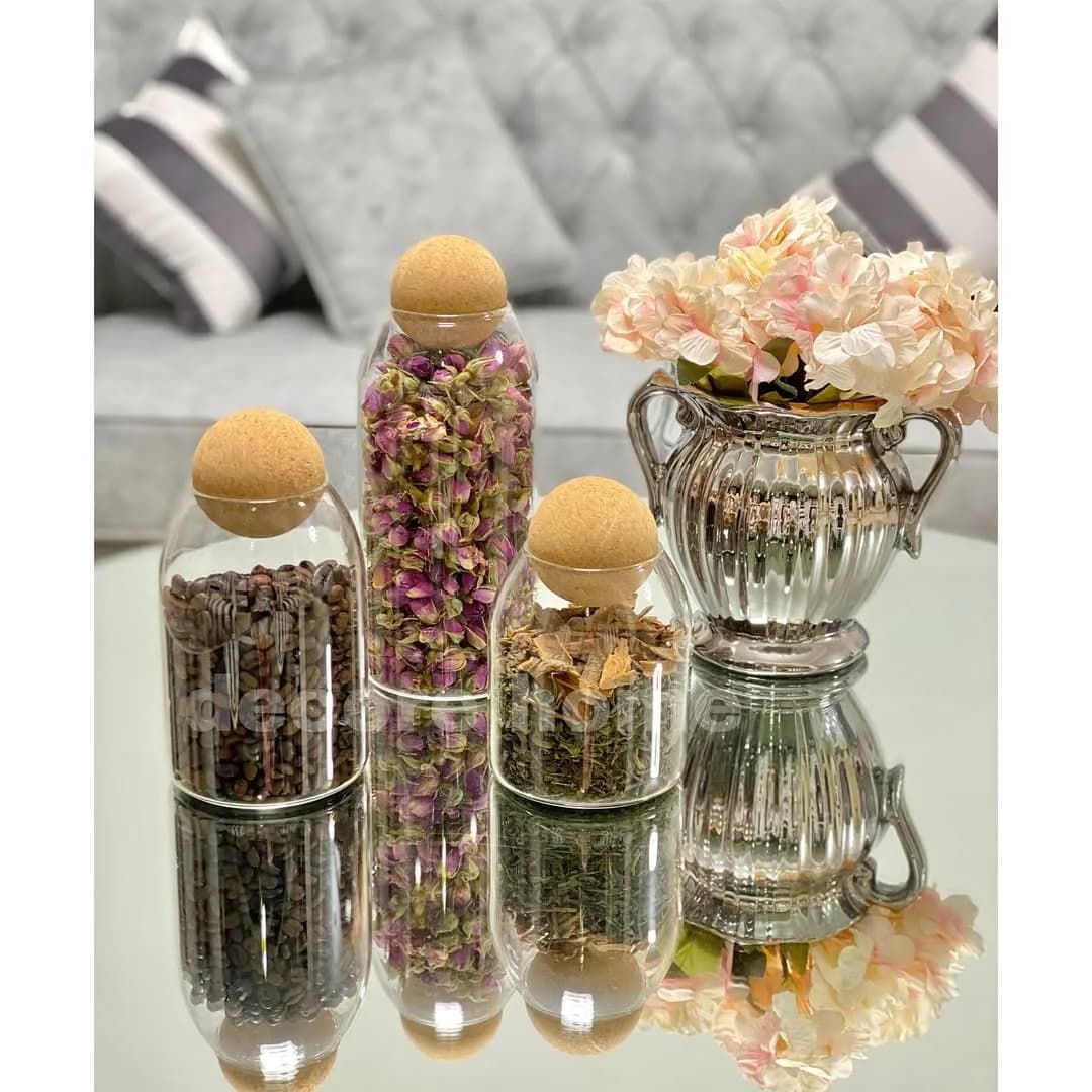 بانکه شیشهای پیرکس درب چوب پنبه