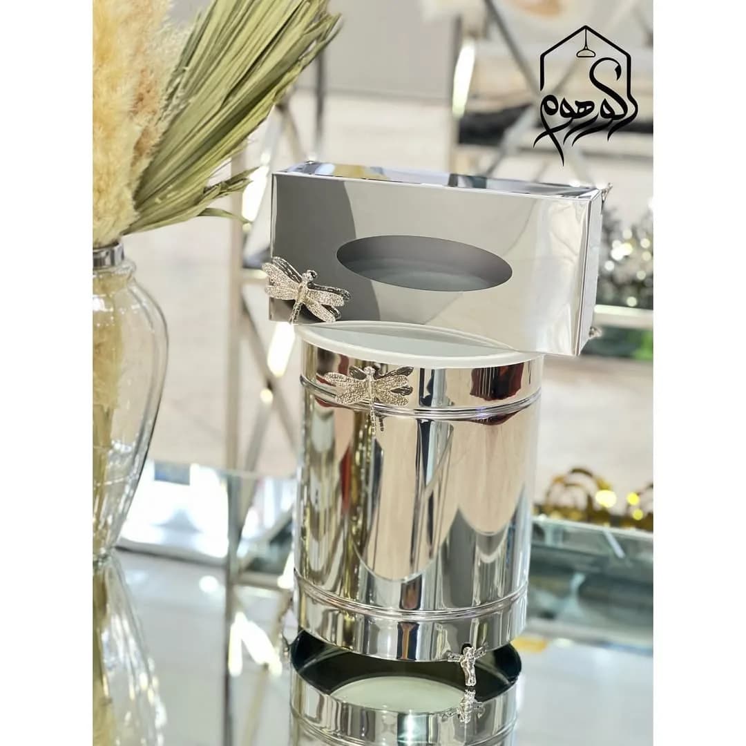 ست سطل و دستمال استیل طرح سنجاقک