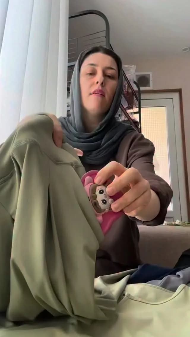 لگ ورزشی بگ اسلش زنانه (طرح ۲)، رنگ سبز زیتونی، گشاد، کمر بلند