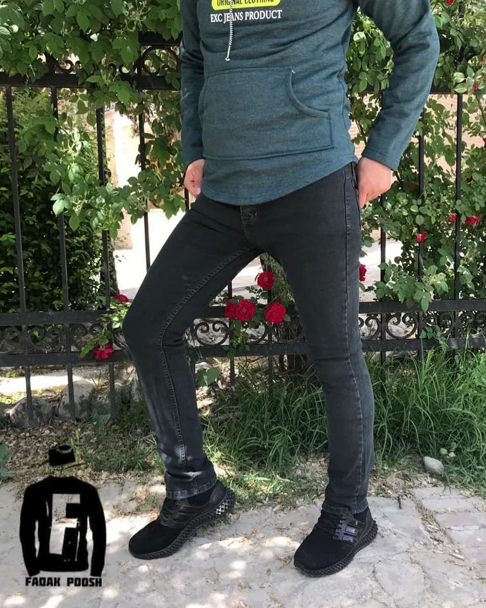 شلوار لی کشی، رنگ خاکستری تیره، جنس جین، جذب، دمپا تنگ
