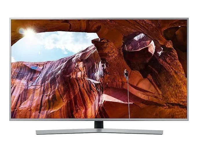 تلویزیون ۵۵ اینچ سامسونگ RU7440، رنگ مشکی و نقرهای، جنس شیشه و فلز، السیدی