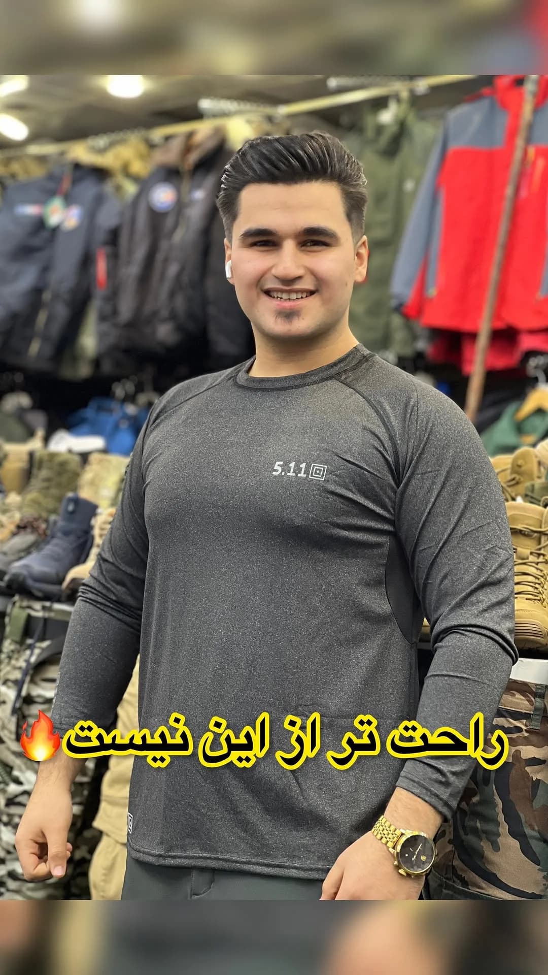 تیشرت آستین بلند تاکتیکال آندر آرمور، رنگ خاکستری، مردانه