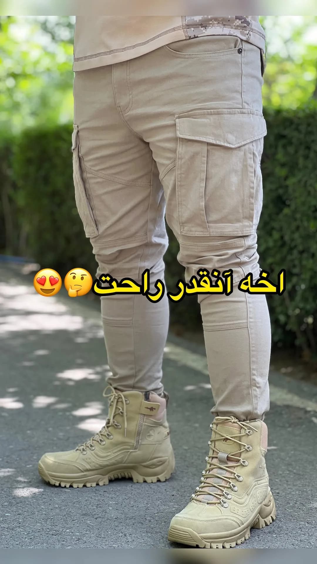 شلوار شش جیب کندی Candy، رنگ کرم، جنس کتان، جذب، بلند