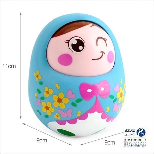 عروسک کودک — رنگ آبی — نمای کامل — Tumbler Doll