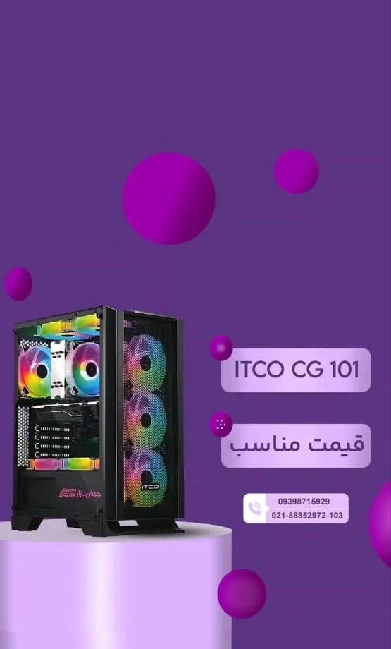 کیس گیمینگ CG102 آیتیکو، رنگ مشکی، جنس فلز و شیشه، با فن RGB