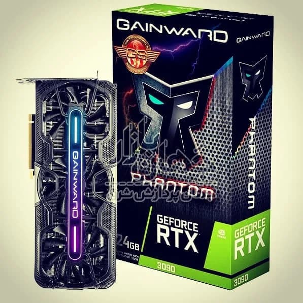 کارت گرافیک گینوارد RTX 3090 24GB، رنگ مشکی و سبز، جنس پلاستیک و فلز، قطعات کامپیوتر