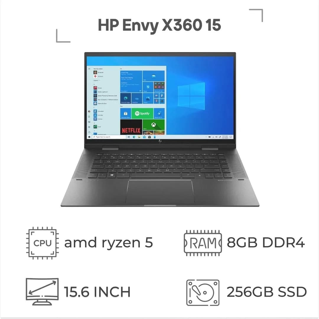 لپتاپ Envy X360 15 اچپی، رنگ خاکستری، جنس فلز، مدل x360