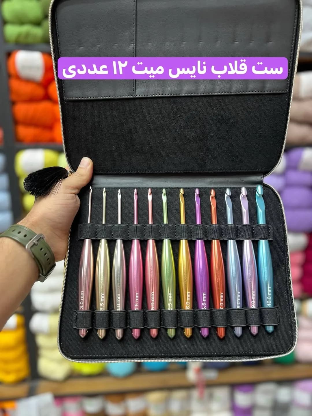 ست قلاب ۱۲ عددی نایس میت، رنگ رنگینکمان، جنس فلز و پلاستیک، ۱۲ عددی با کیف