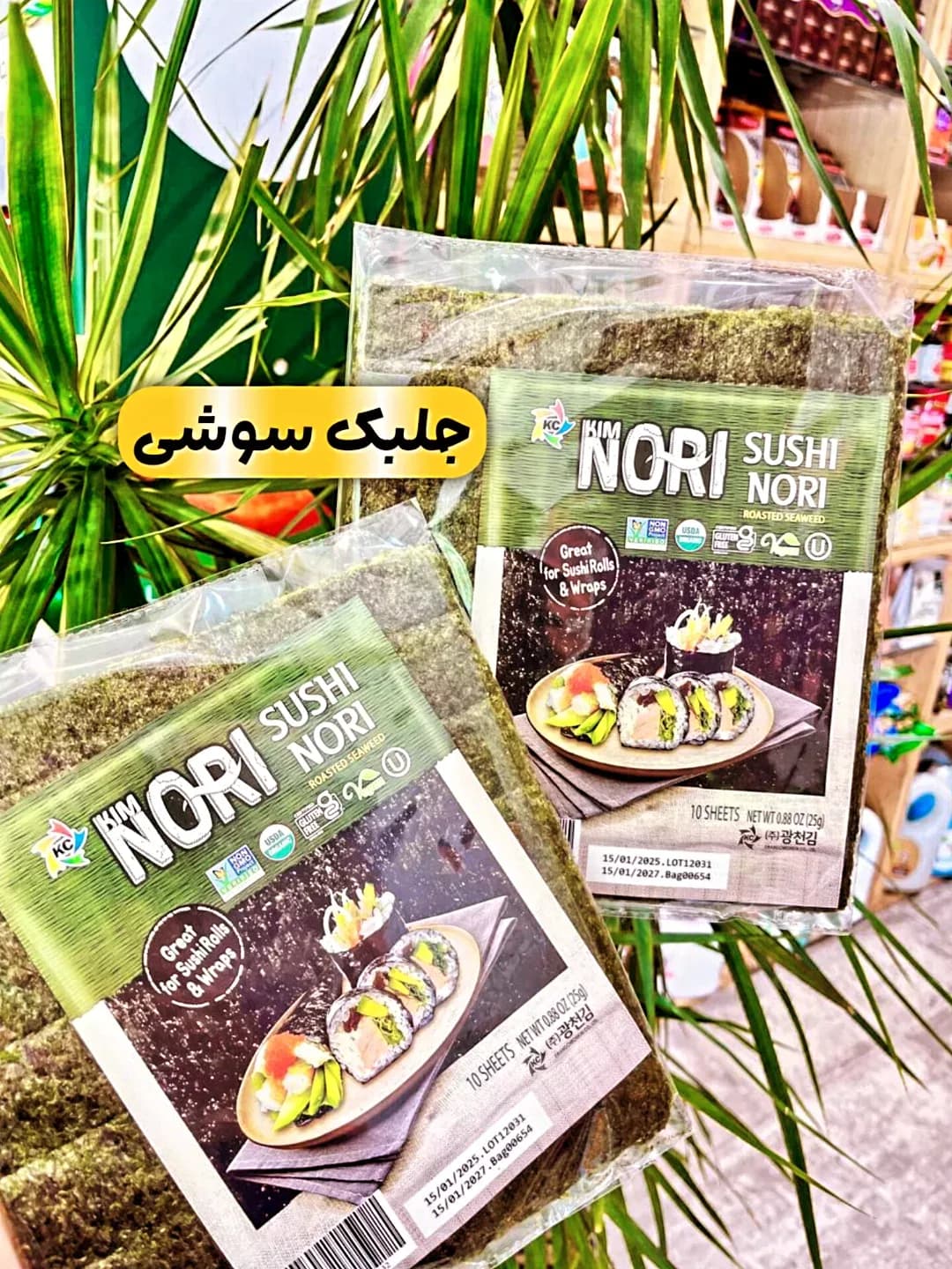 جلبک سوشی نوری ۱۰ برگی Nori، رنگ سبز تیره و سبز، جنس پلاستیک، بستهبندی تخت