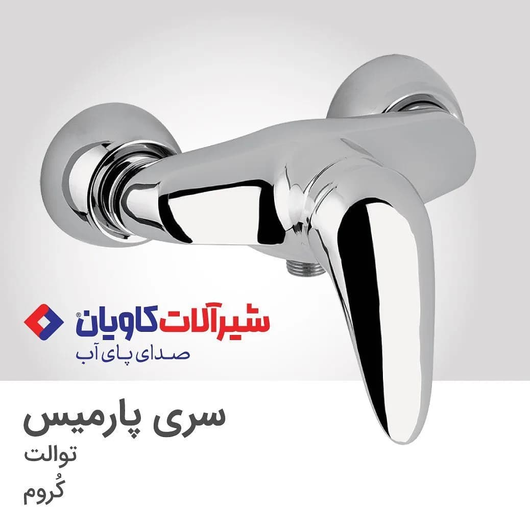 شیر توالت پارمیس کروم کاویان، رنگ نقرهای، جنس فلز، تکدسته، دیواری