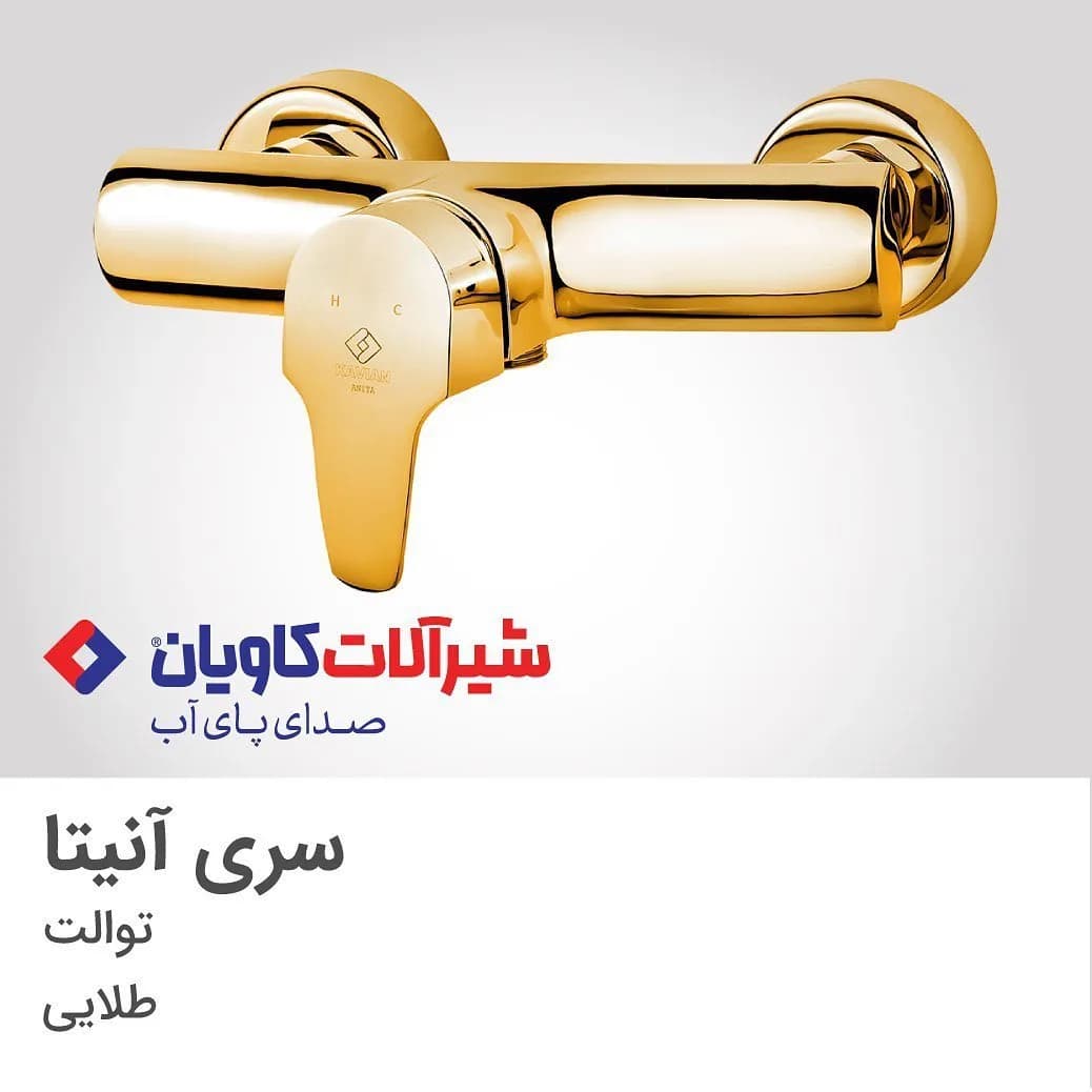شیر توالت آنیتا طلایی کاویان، جنس فلز، اهرمی دیواری