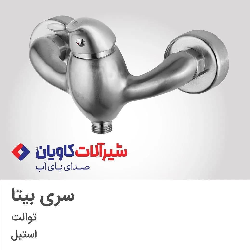 شیر توالت بیتا استیل کاویان، رنگ نقرهای، تک دسته، دیواری