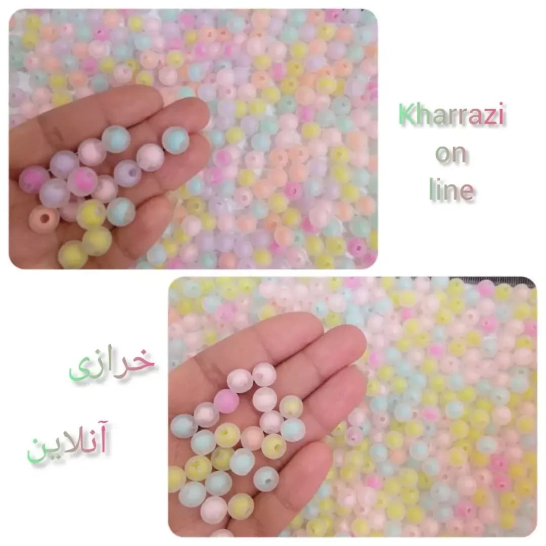 مهره یخی گرد ۸ و ۱۰ میل، رنگ رنگیرنگی، جنس پلاستیک، گرد کروی