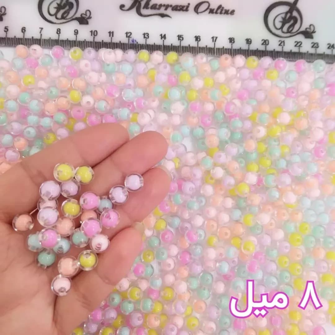 مهره شفاف گرد ۸ و ۱۰ میل — نمای دردست — گرد