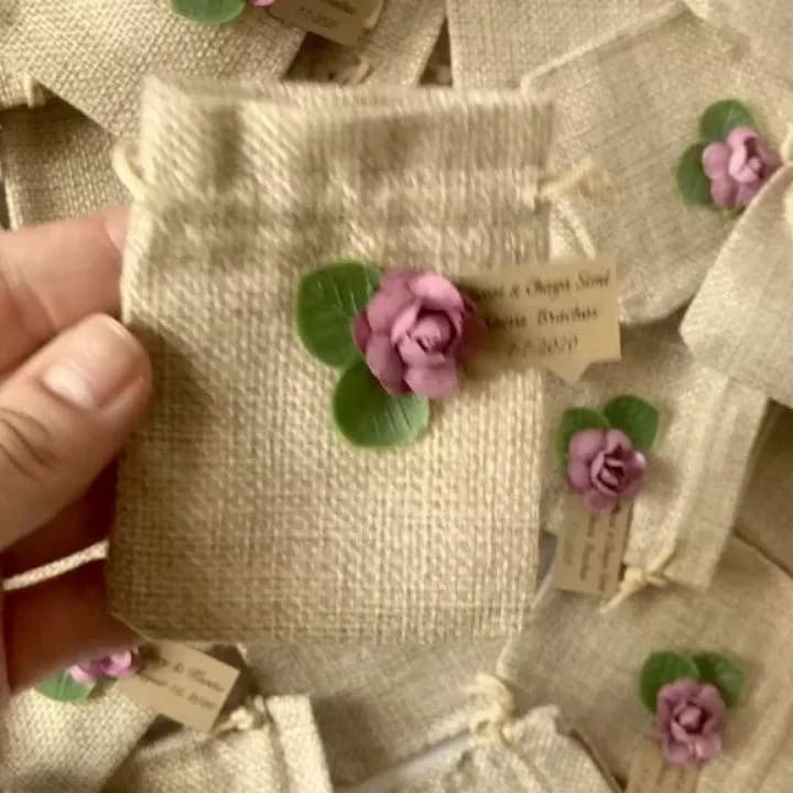 کیسه کنفی، رنگ کرم، بنفش و سبز، کیسه بنددار کوچک