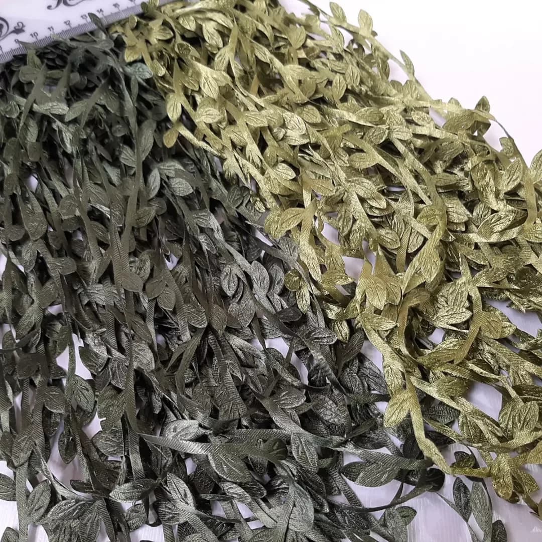 روبان برگی سبز بسته ۵ متری