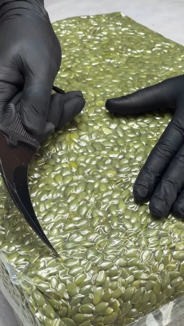 مغز تخمه کدو درشت، رنگ سبز، پوستکنده