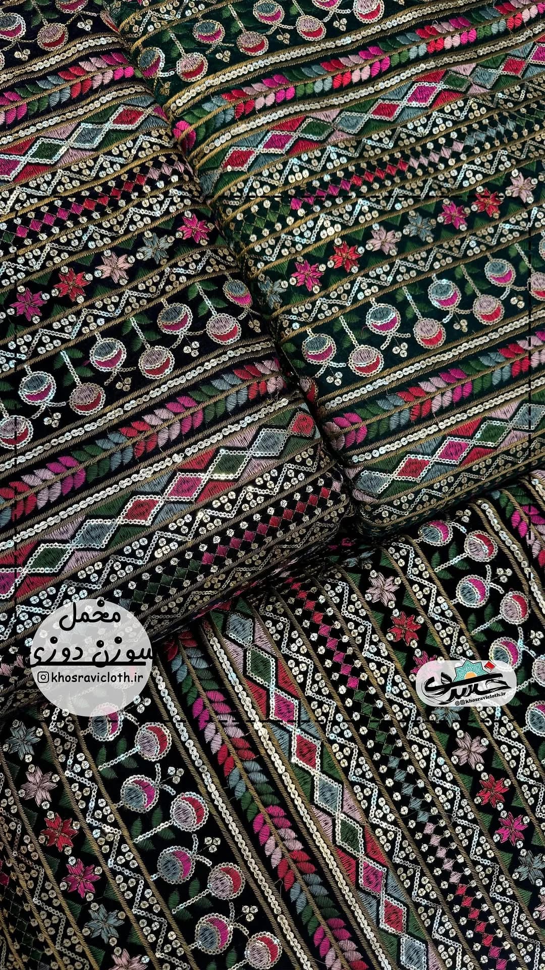 پارچه مخمل سوزن دوزی عرض ۱۱۰