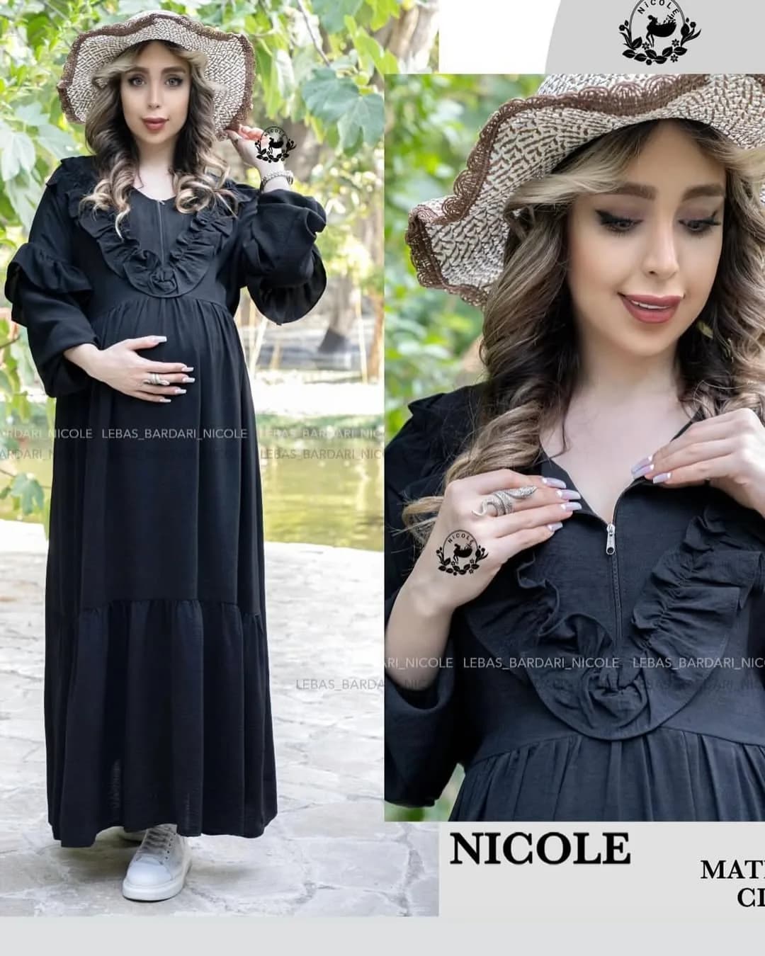 پیراهن نخی بارداری شیردهی طرح جرن نیکول
