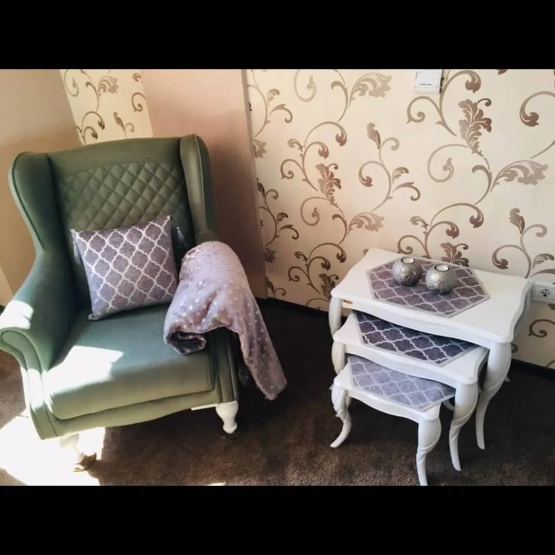 ست رانر و کوسن مخمل، رنگ بنفش و خاکستری، طرح هندسی، مستطیلی