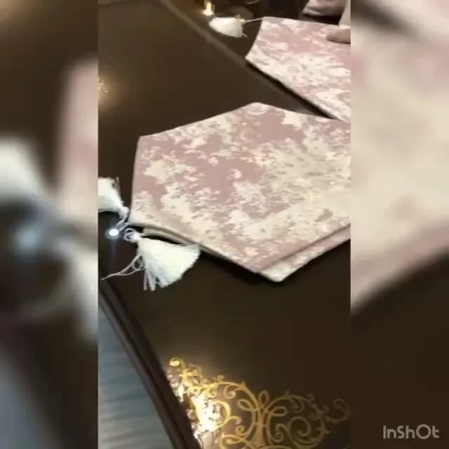 ست رومیزی و کوسن پتینه صورتی