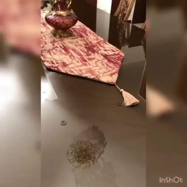 ست رومیزی مخمل ابرنگی زرشکی