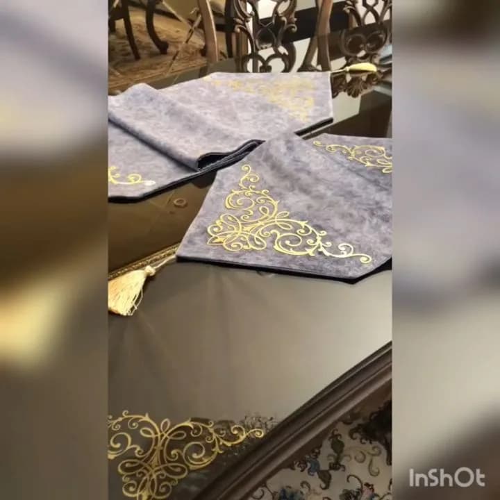 رانر مخمل طرح رویال طوسی