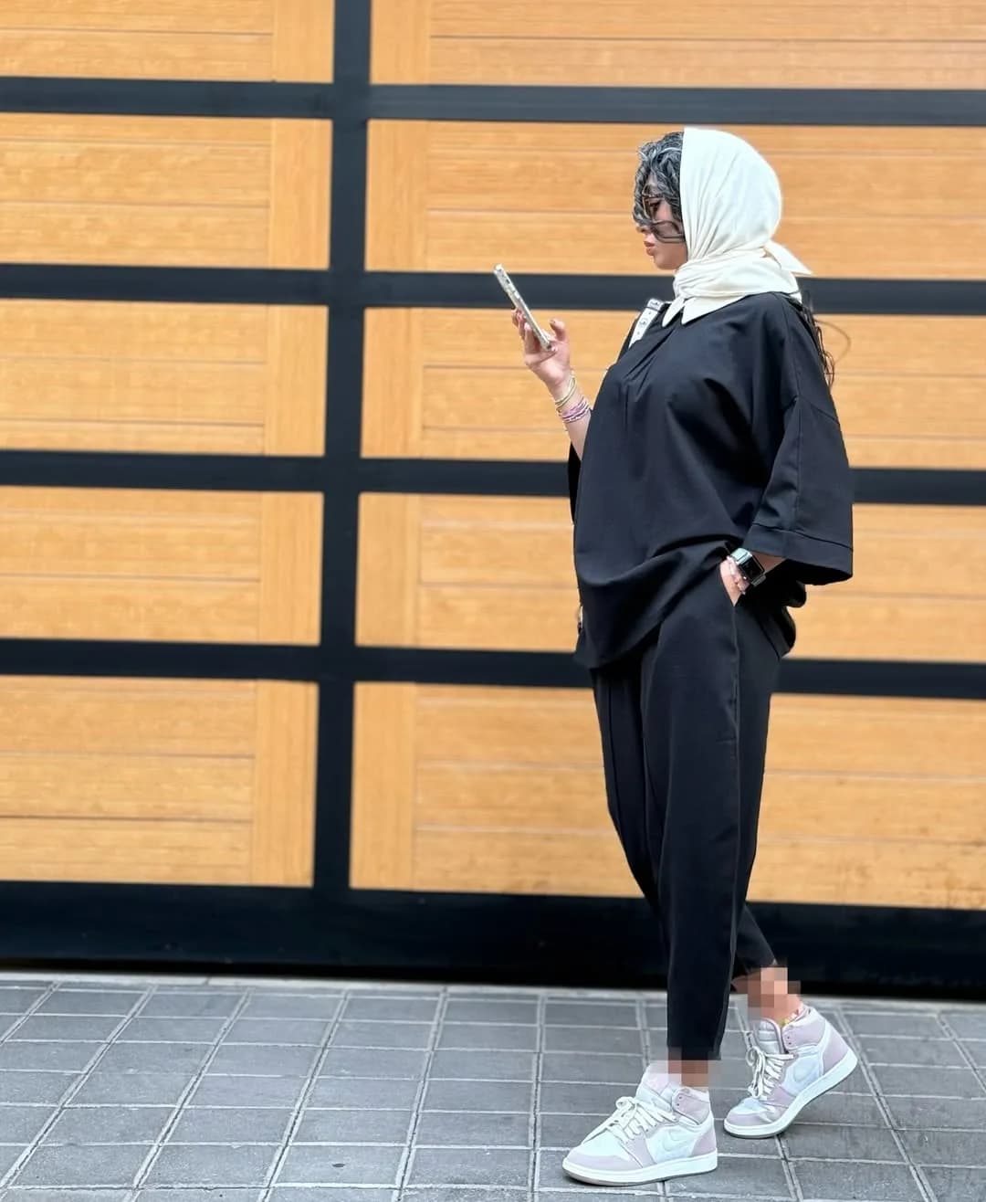 ست یقه خرگوشی لینن — رنگ مشکی — نمای کنار — مام استایل