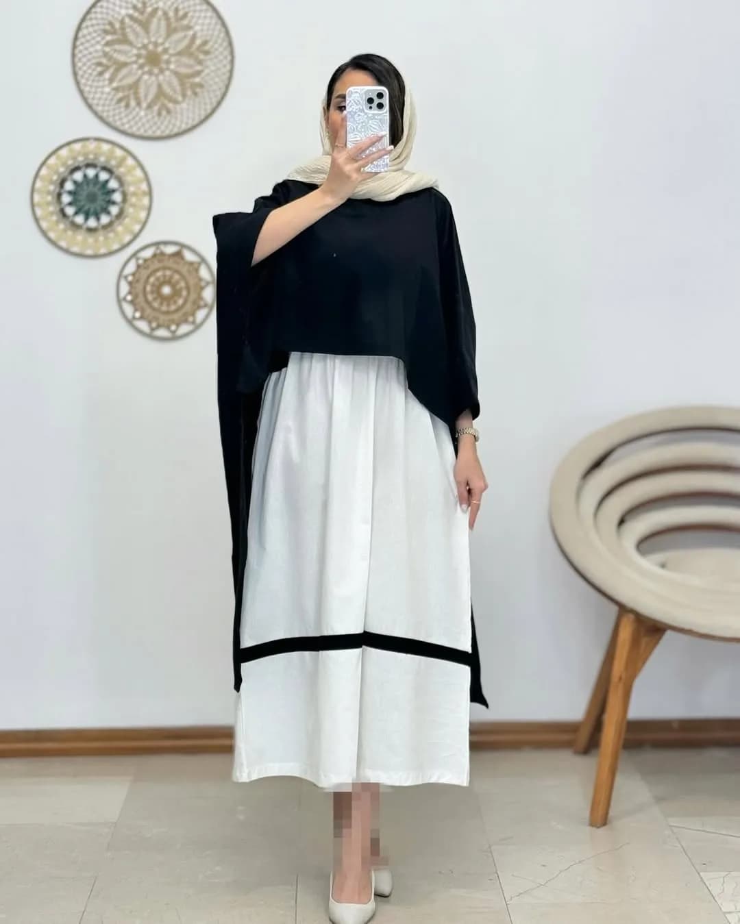 سارافن رویه لینن — رنگ مشکی — نمای رویتن — رویه