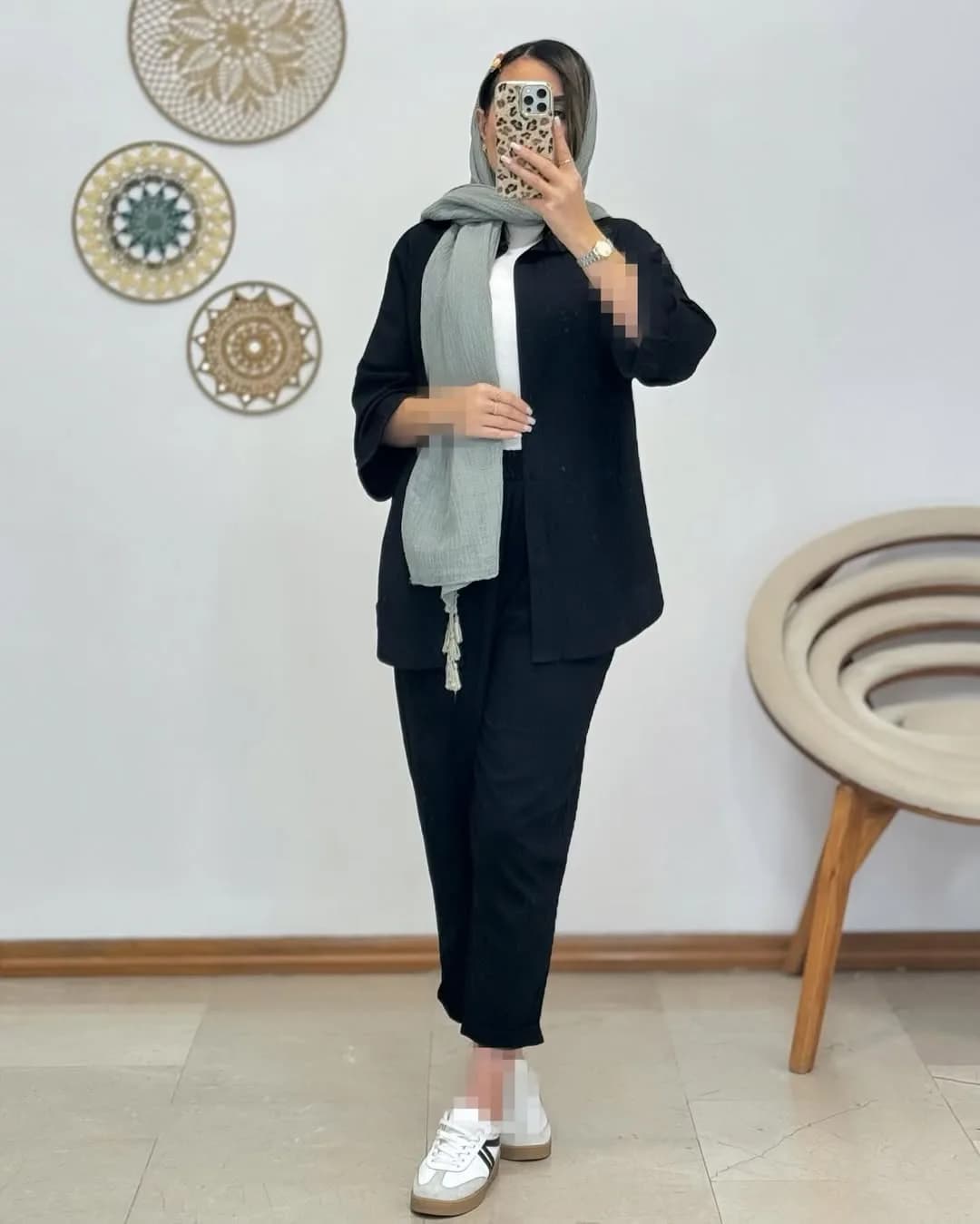 ست مام آیوا — رنگ مشکی — نمای رویتن — پیراهن
