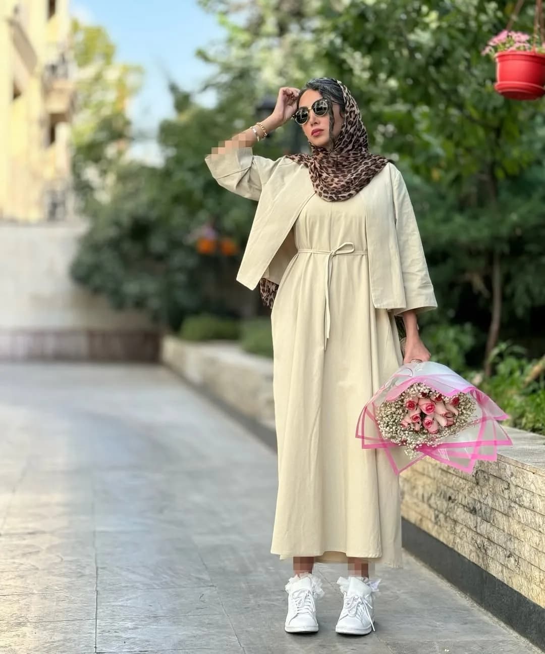 سارافن و کراپ کت، رنگ بژ، کت کوتاه، پیراهن بلند