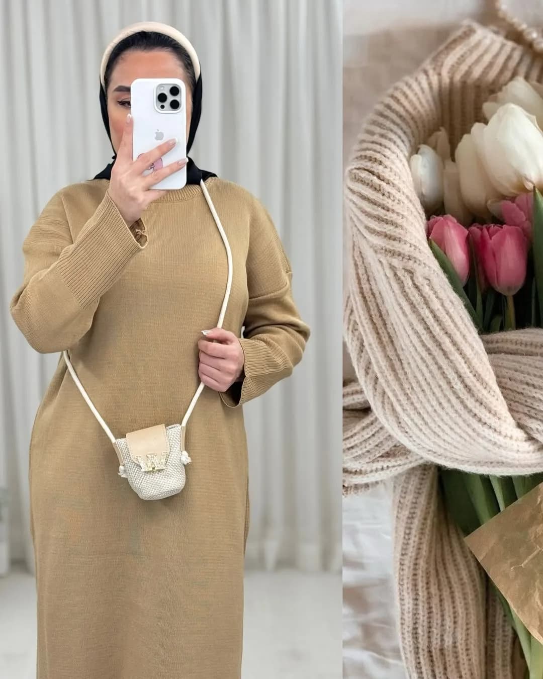 لانگ بافت رنگی — رنگ خاکی — نمای رویتن — بافت