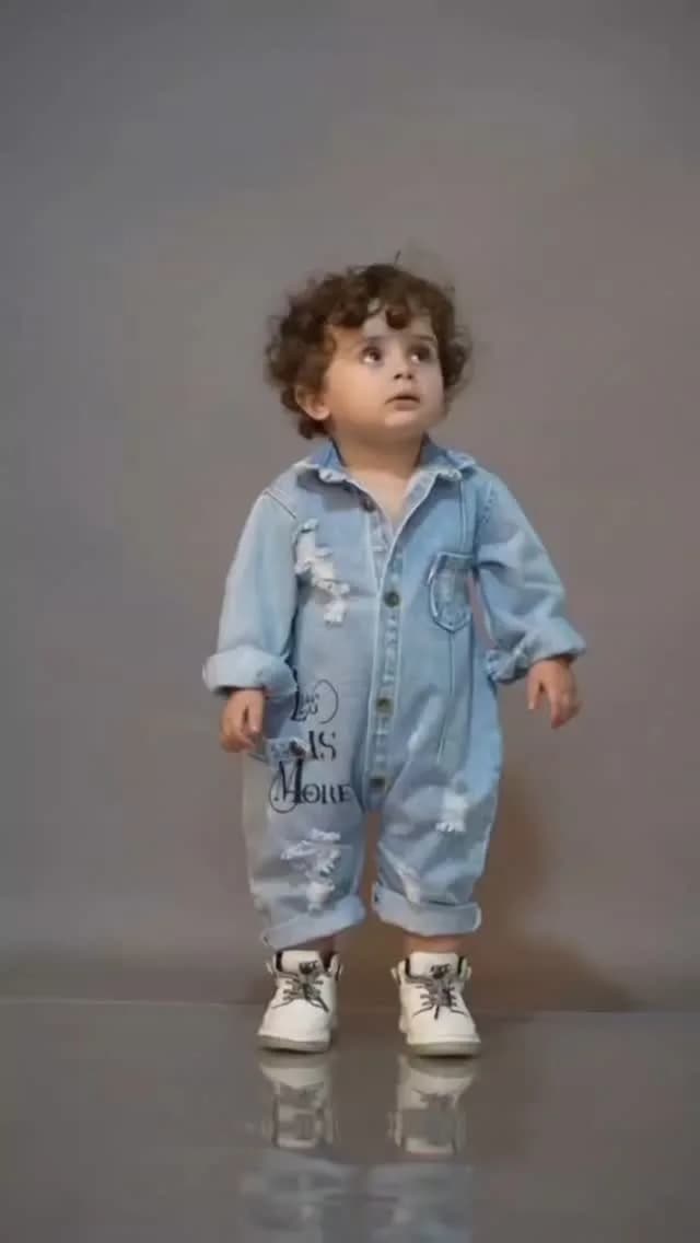 سرهمی جین بچگانه، رنگ آبی، قد بلند، آستین بلند، جذب