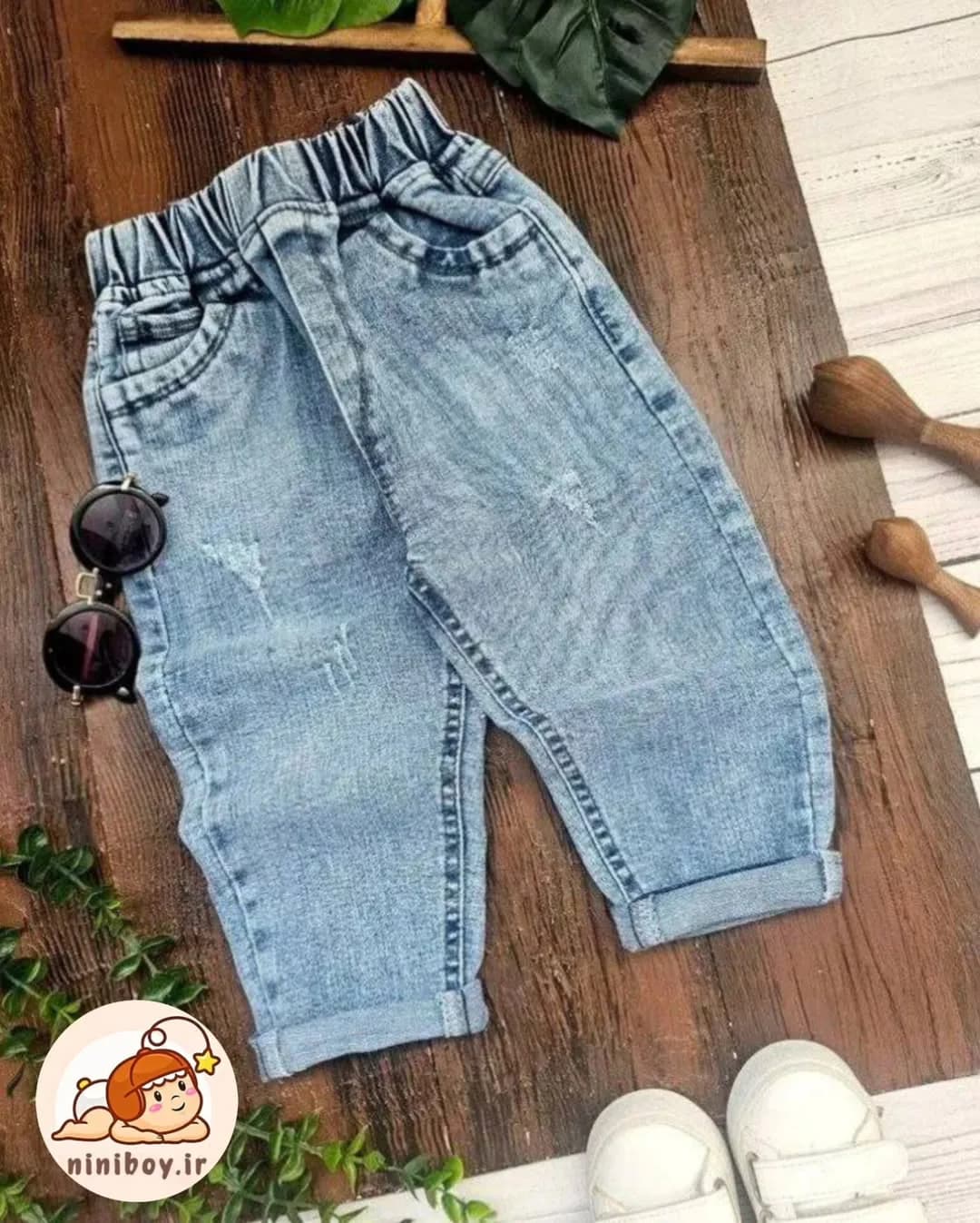 شلوار جین مام فیت، رنگ آبی روشن، شلوار جین بچگانه
