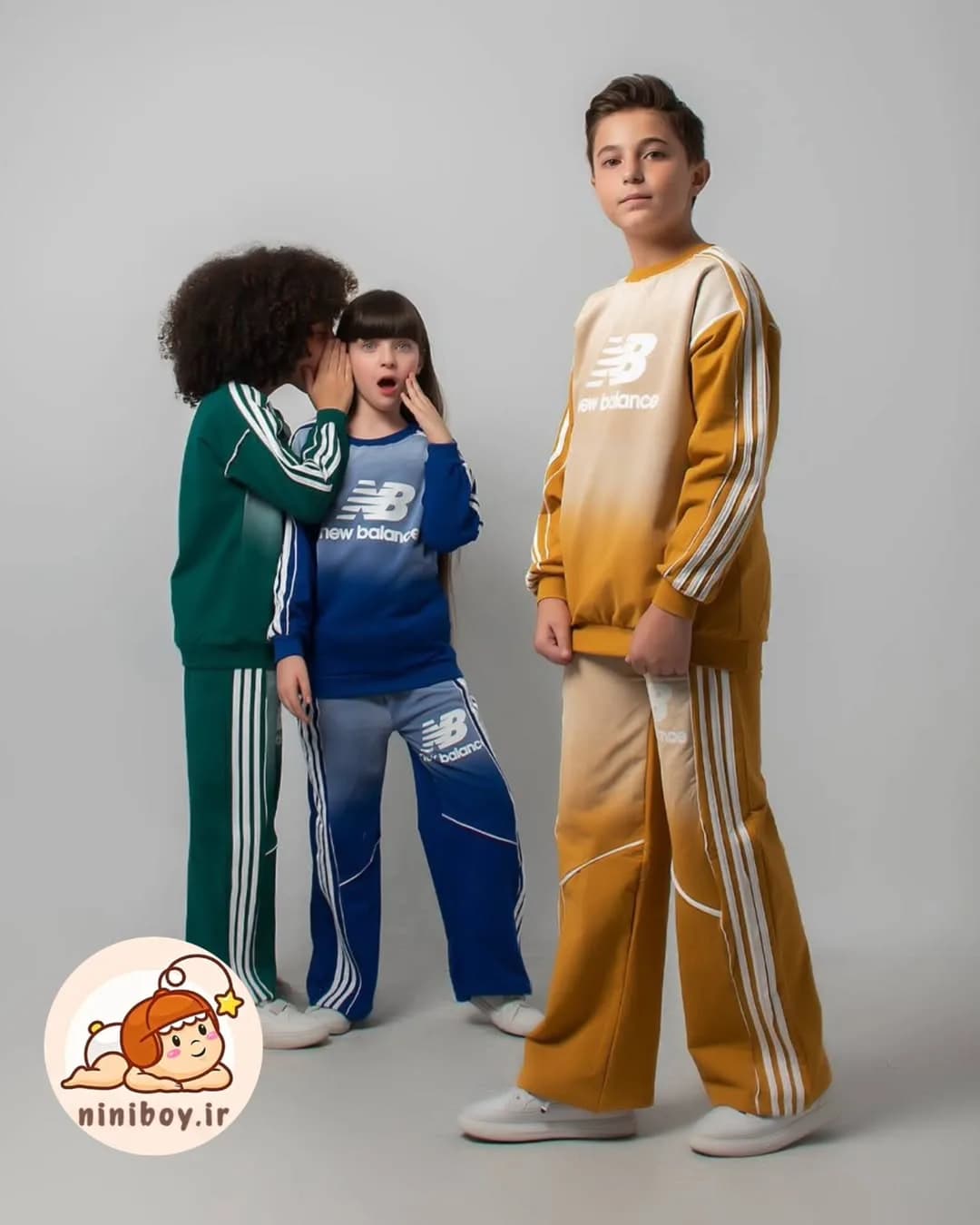 ست بلوز و شلوار دورس تینیجری، رنگ سبز، آبی و خردلی، آستینبلند، شلوار گشاد