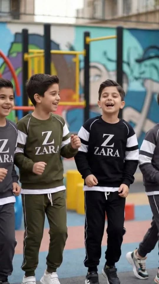 ست گرمکن دورس گلکسی پسرانه، رنگ سبز زیتونی، مشکی و خاکستری، آستین بلند، دمپا دار