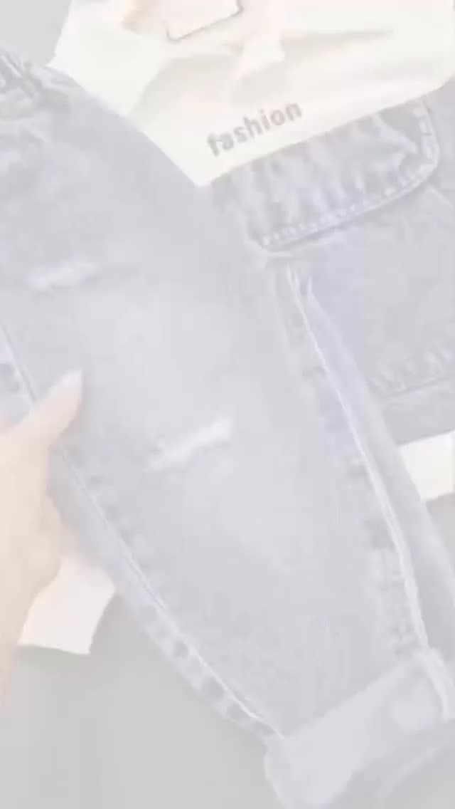 ست دورس و شلوار جین بچگانه، رنگ آبی کمرنگ، جذب