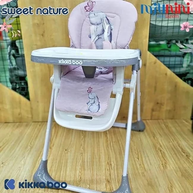 صندلی غذا کودک مدل sweet nature کیکابو، رنگ صورتی و سفید، جنس پلاستیک و پارچه، طرح شخصیت کارتونی، تاشو، دارای سینی