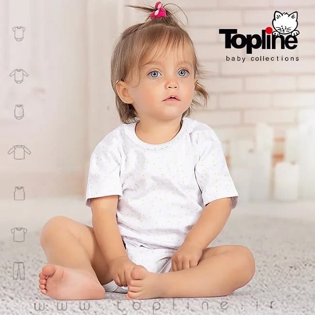 ست لباس نوزاد مدل برگ ریز تاپ لاین، رنگ سفید، جنس پنبه، آستین کوتاه، یقه گرد